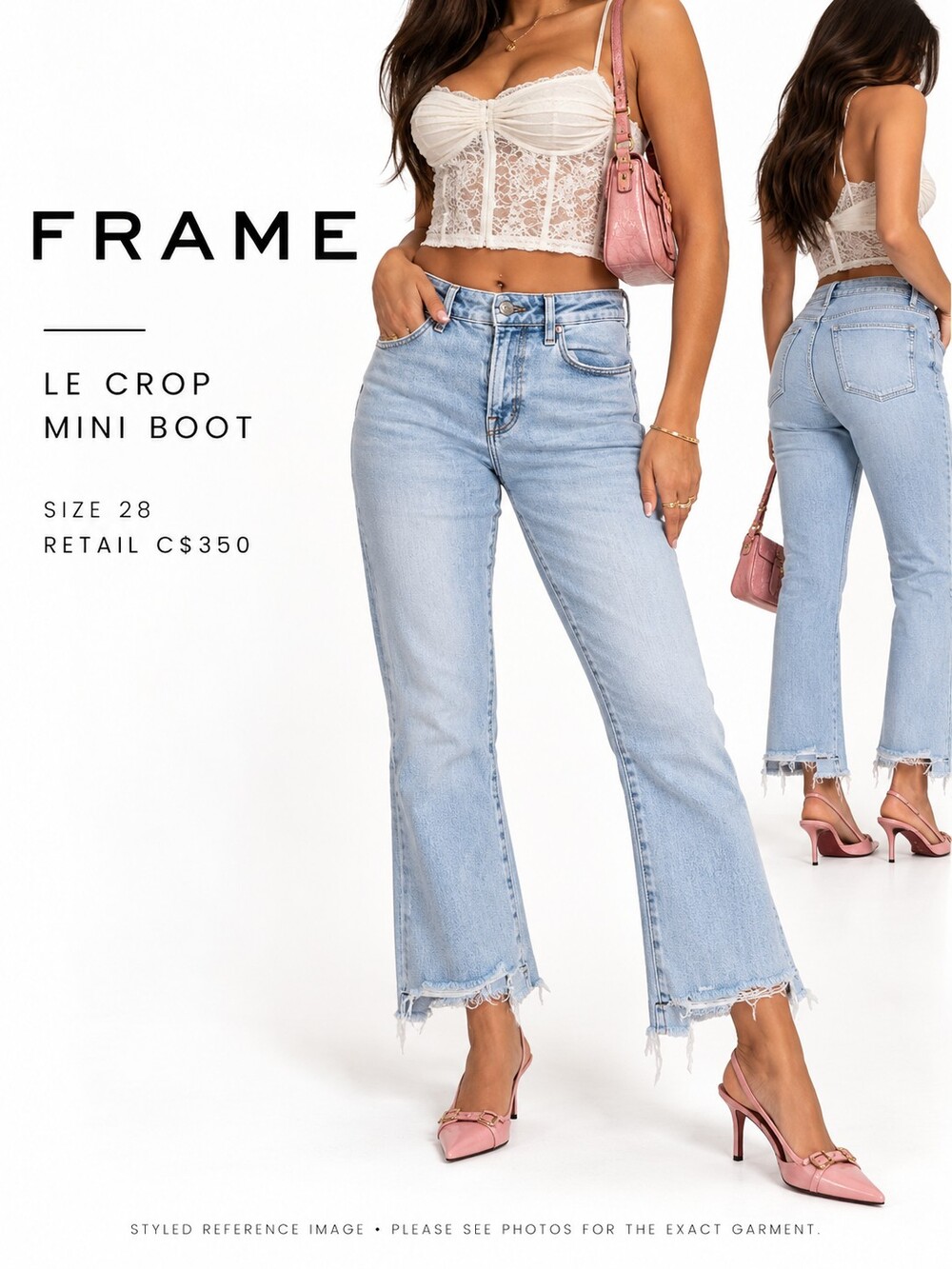 FRAME Le Crop Mini Boot Mini Boot Jeans Blue Waist 28 NWOT new Trending